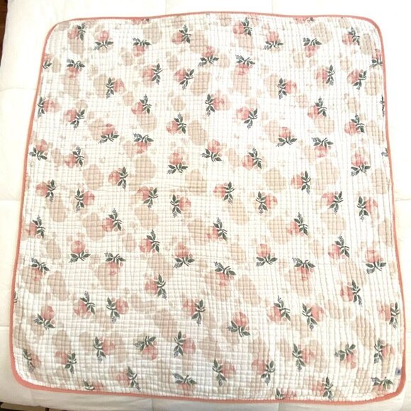 Little Unicorn Swaddle Quilted Baby Blanket Peach Roses Crib Thick Muslin 45x43 - Picture 2 of 8